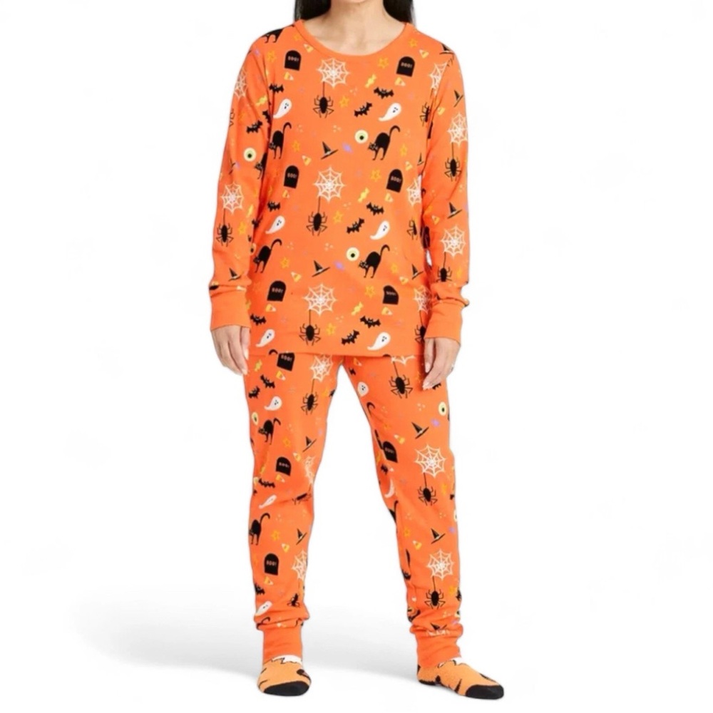 Hyde & EEK Halloween 2-Piece Pajama Set Womens Size XL Orange NEW